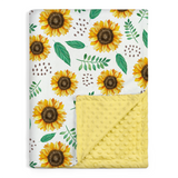Yellow Sunflower CuddleDot | Baby Minky Dotted Blanket