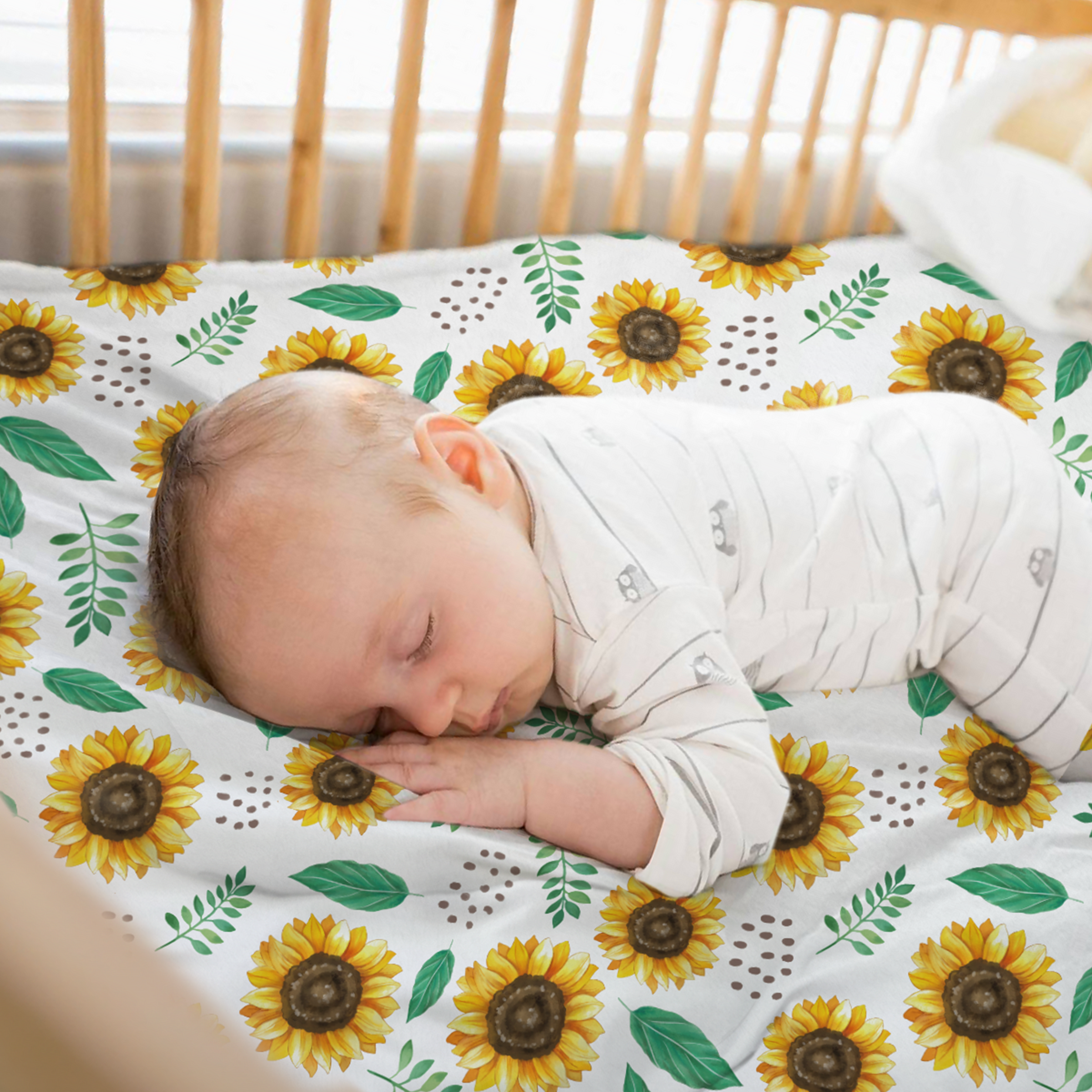 Yellow Sunflower CuddleDot | Baby Minky Dotted Blanket