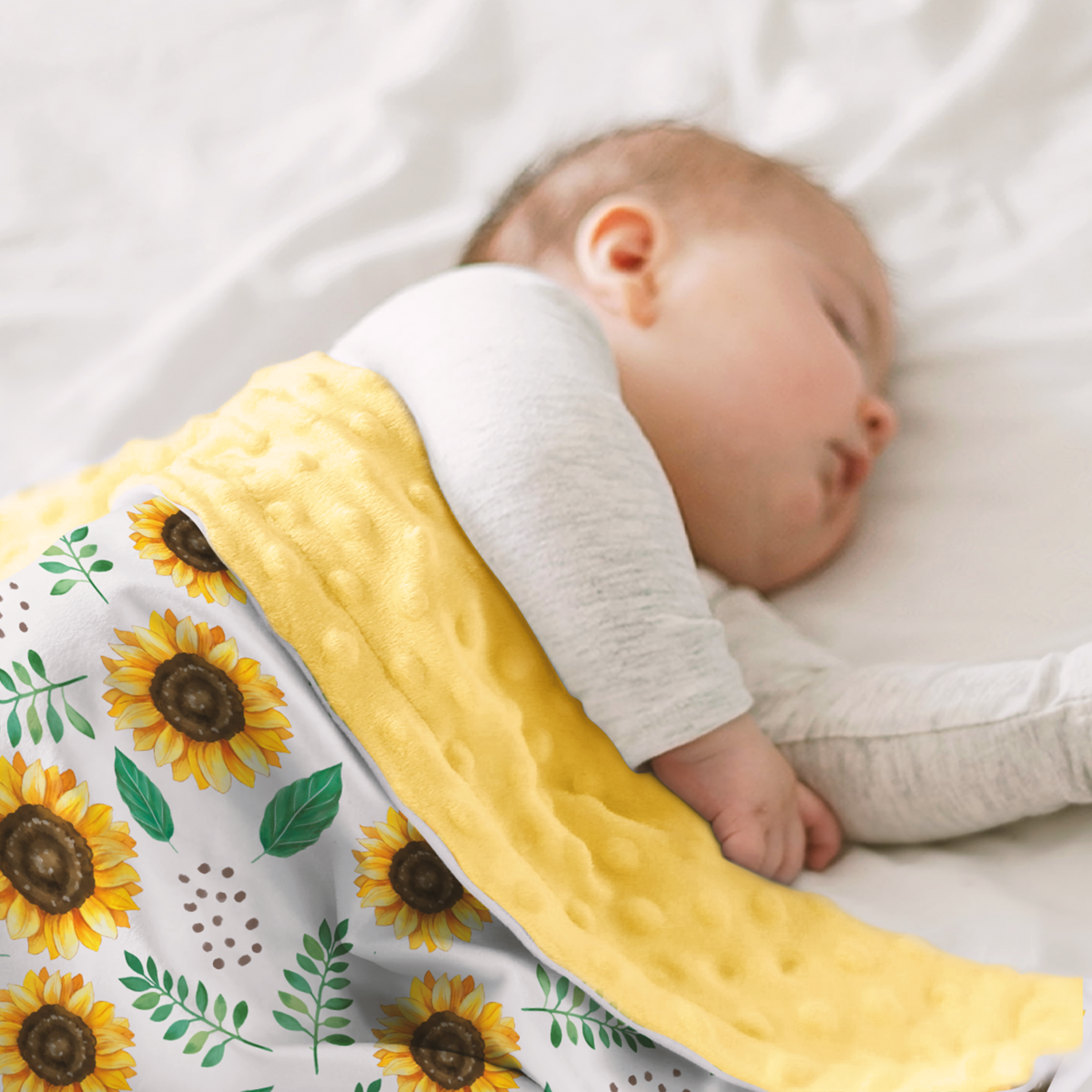 Yellow Sunflower CuddleDot | Baby Minky Dotted Blanket