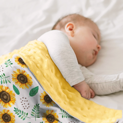 Yellow Sunflower CuddleDot | Baby Minky Dotted Blanket