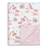 Pink Unicorn CuddleDot | Baby Minky Dotted Blanket