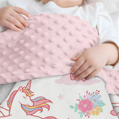 Pink Unicorn CuddleDot | Baby Minky Dotted Blanket
