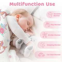 Pink Unicorn CuddleDot | Baby Minky Dotted Blanket