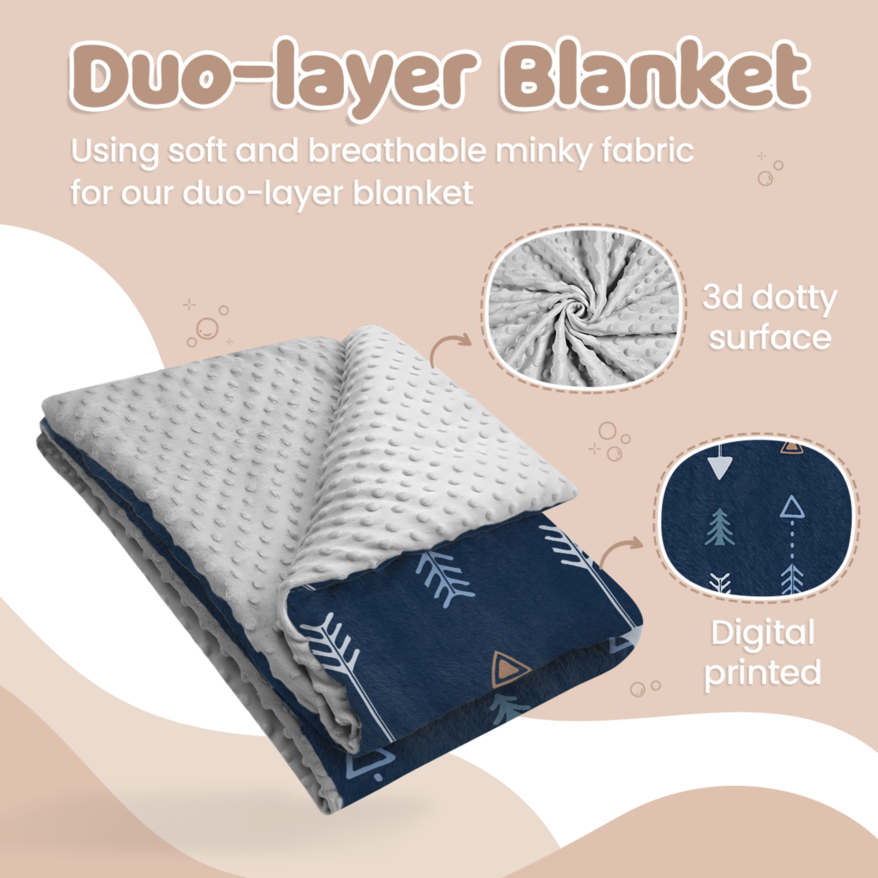 Blue Arrow CuddleDot | Baby Minky Dotted Blanket