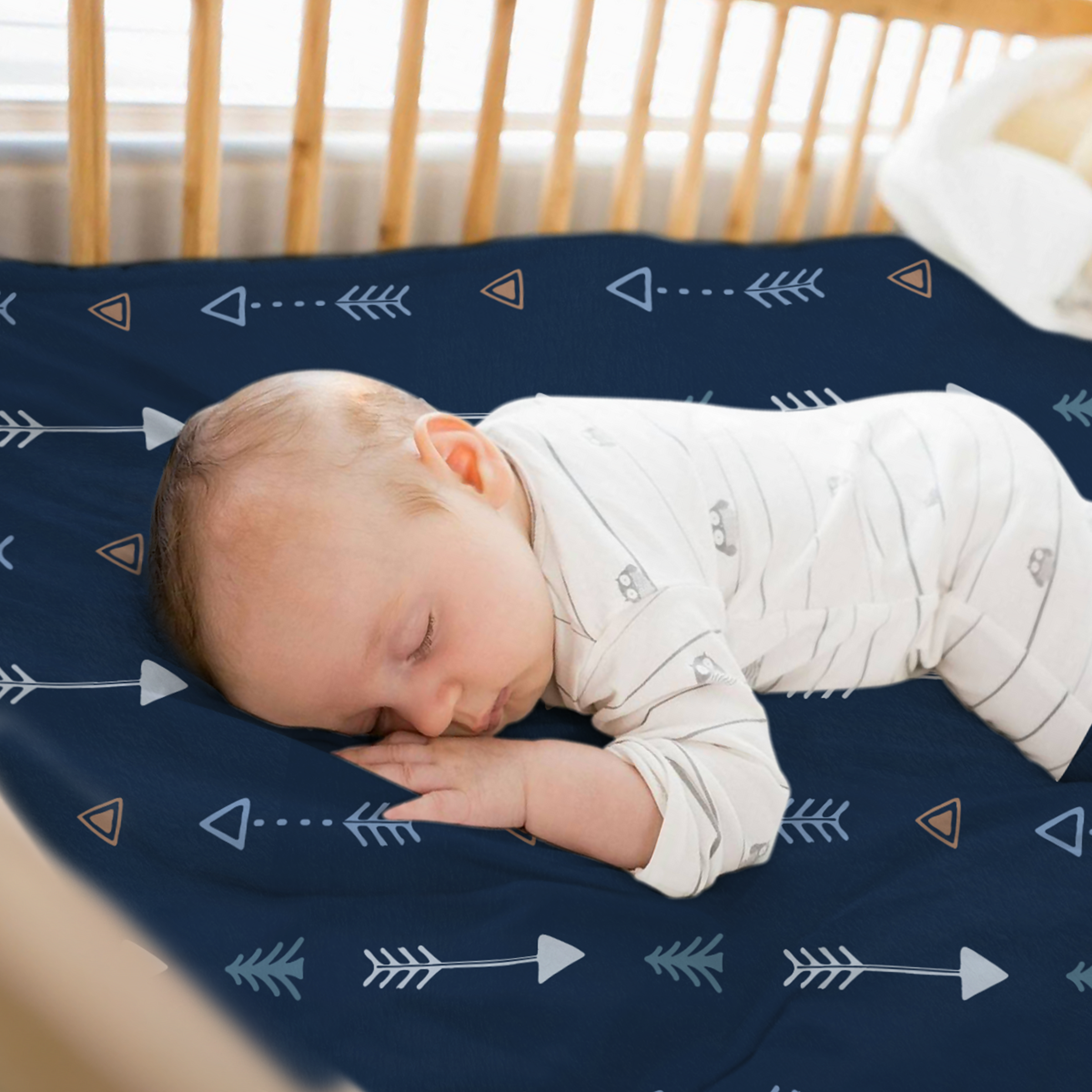 Blue Arrow CuddleDot | Baby Minky Dotted Blanket