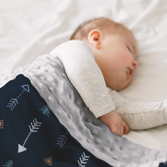 Blue Arrow CuddleDot | Baby Minky Dotted Blanket