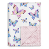 Purple Butterfly CuddleDot | Baby Minky Dotted Blanket