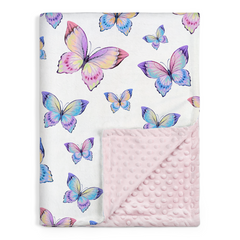 Baby Blankets for Girls 30 x 40 - Kids Throw Fleece Blankets with Layer Dotted Backing - Gifts for Birthday Nursery Newborn Toddler Baby Shower