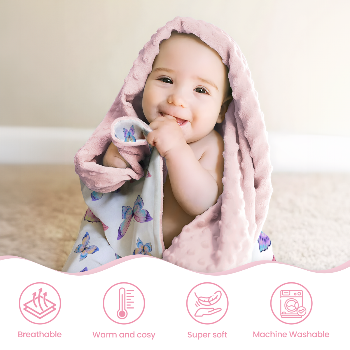 Purple Butterfly CuddleDot | Baby Minky Dotted Blanket