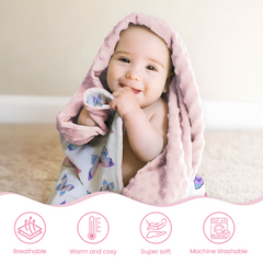 Baby Blankets for Girls 30 x 40 - Kids Throw Fleece Blankets with Layer Dotted Backing - Gifts for Birthday Nursery Newborn Toddler Baby Shower