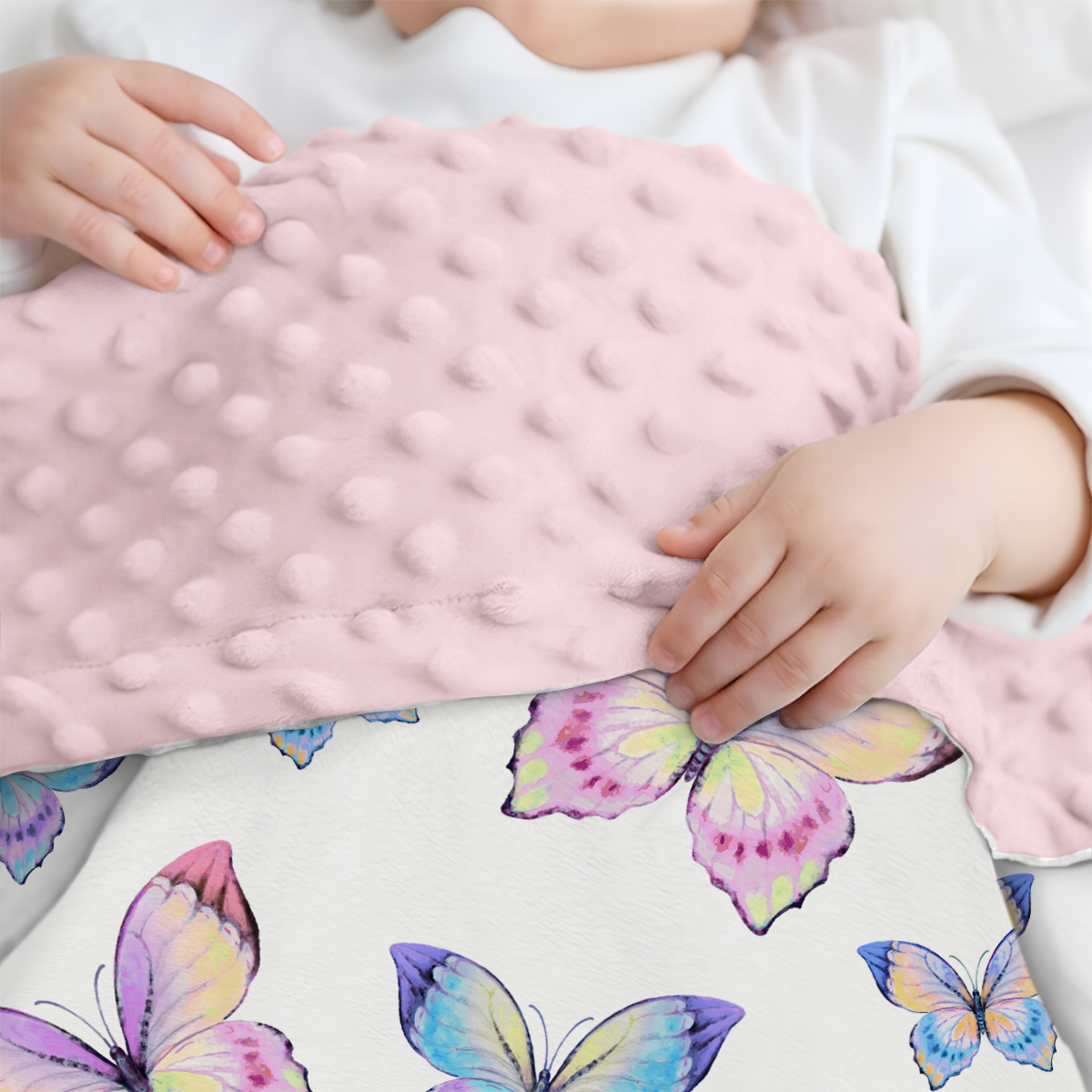 Purple Butterfly CuddleDot | Baby Minky Dotted Blanket