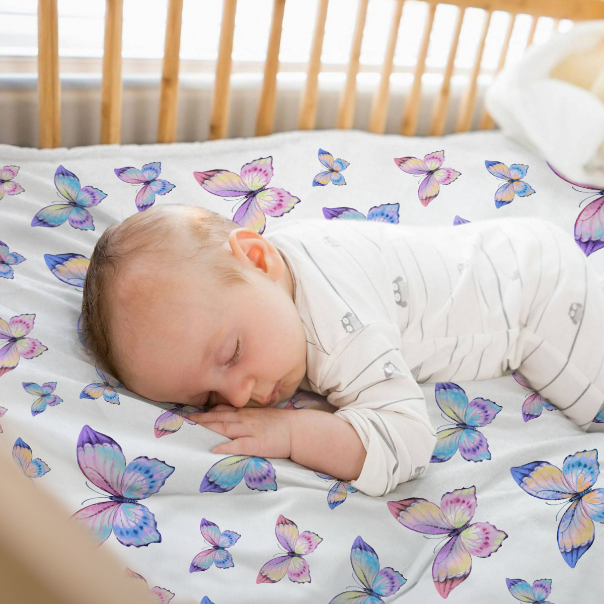 Purple Butterfly CuddleDot | Baby Minky Dotted Blanket