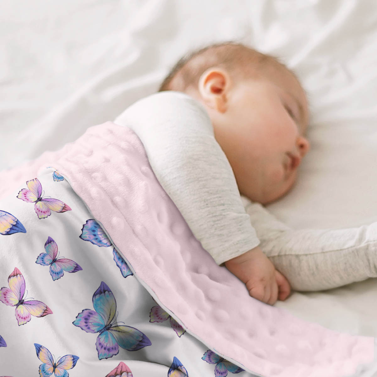 Purple Butterfly CuddleDot | Baby Minky Dotted Blanket