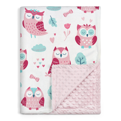 Owl Baby Blanket for Girl - Soft Kids Throw Fleece Blankets with Dotted Backing for Babies Girls - Toddler Newborn Nursery Crib Bedding Blanket 30x40