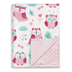 Owl Baby Blanket for Girl - Soft Kids Throw Fleece Blankets with Dotted Backing for Babies Girls - Toddler Newborn Nursery Crib Bedding Blanket 30x40