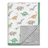 White Dinosaur CuddleDot | Baby Minky Dotted Blanket