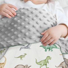 White Dinosaur CuddleDot | Baby Minky Dotted Blanket