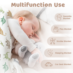 White Dinosaur CuddleDot | Baby Minky Dotted Blanket