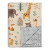 Brown Woodland Animal CuddleDot | Baby Minky Dotted Blanket