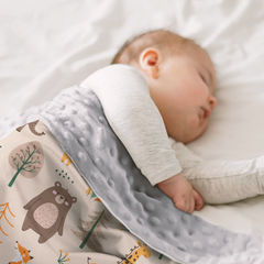 Brown Woodland Animal CuddleDot | Baby Minky Dotted Blanket
