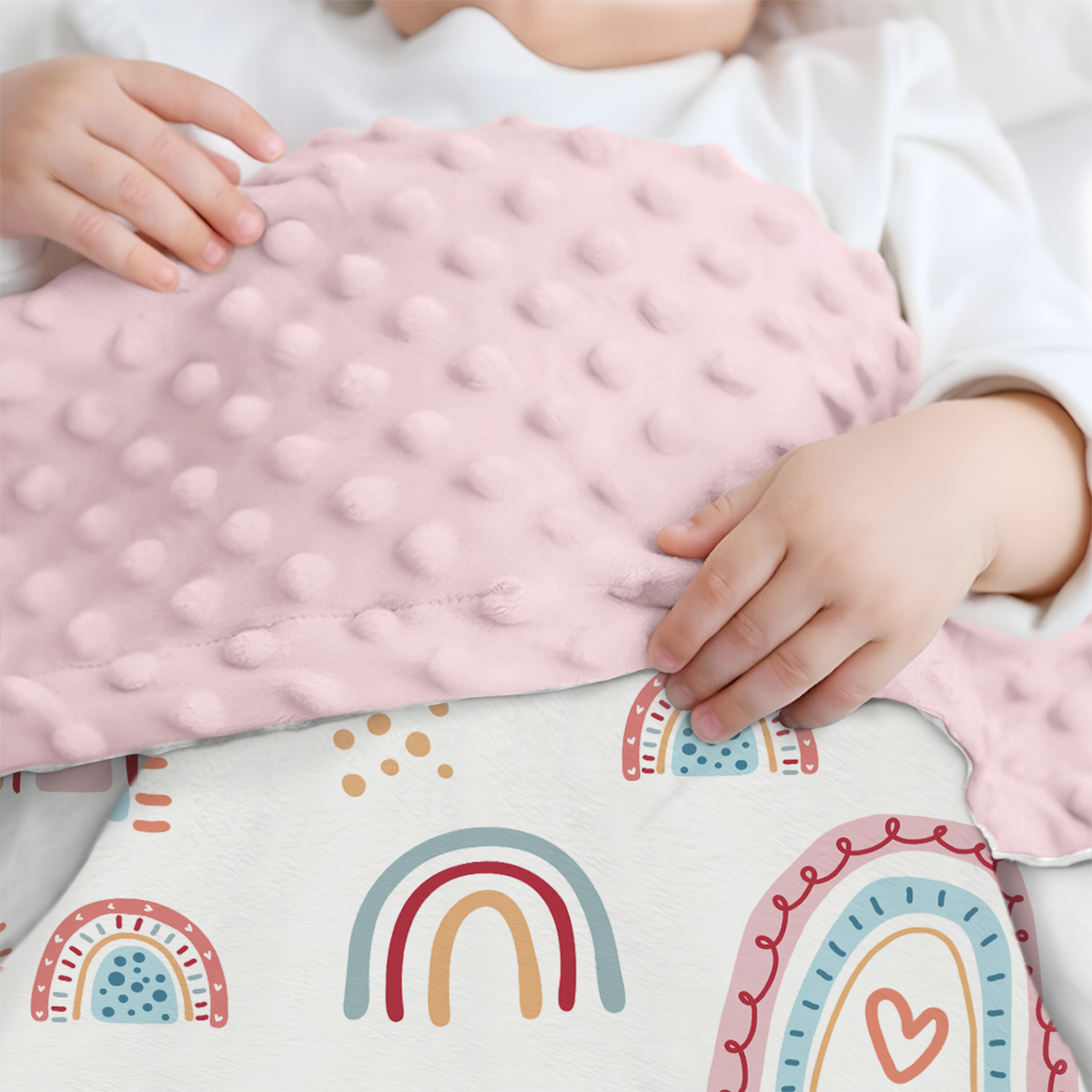 Pink Rainbow CuddleDot | Baby Minky Dotted Blanket