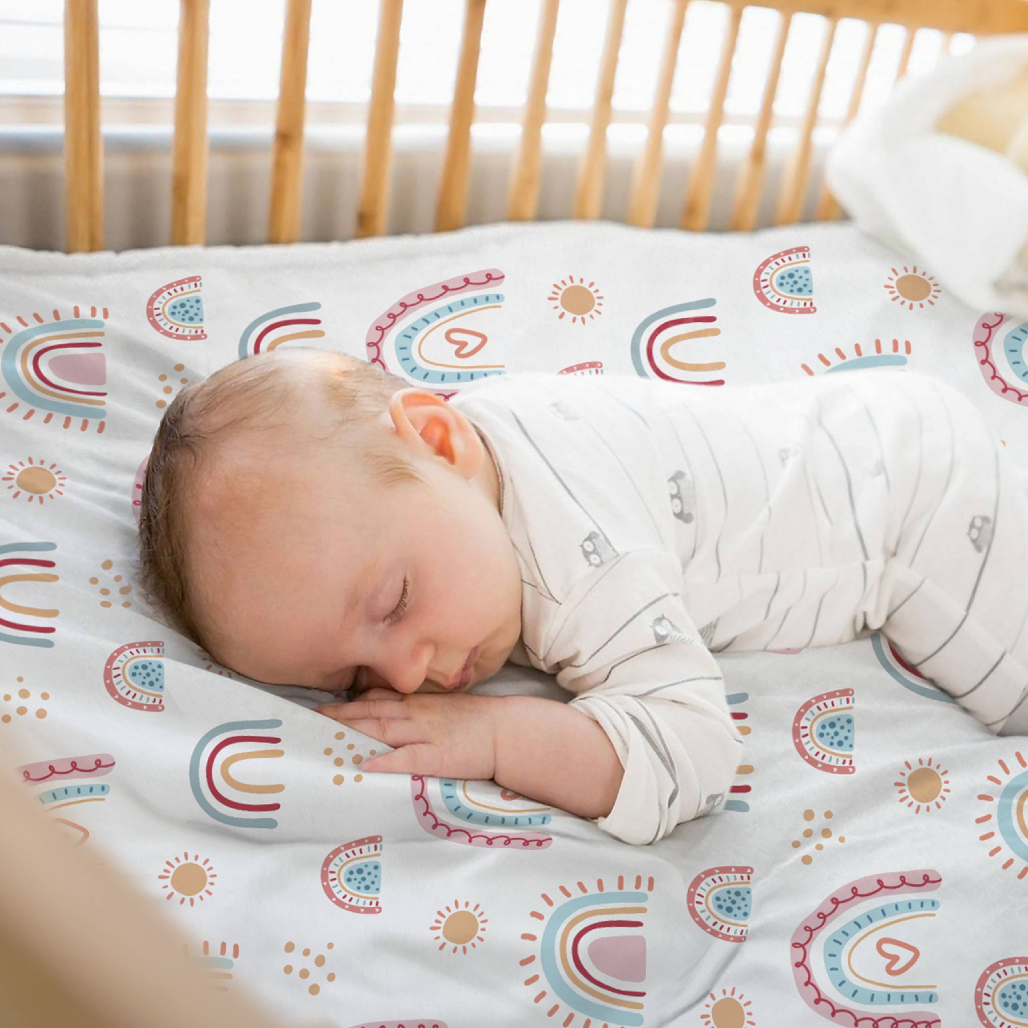 Pink Rainbow CuddleDot | Baby Minky Dotted Blanket