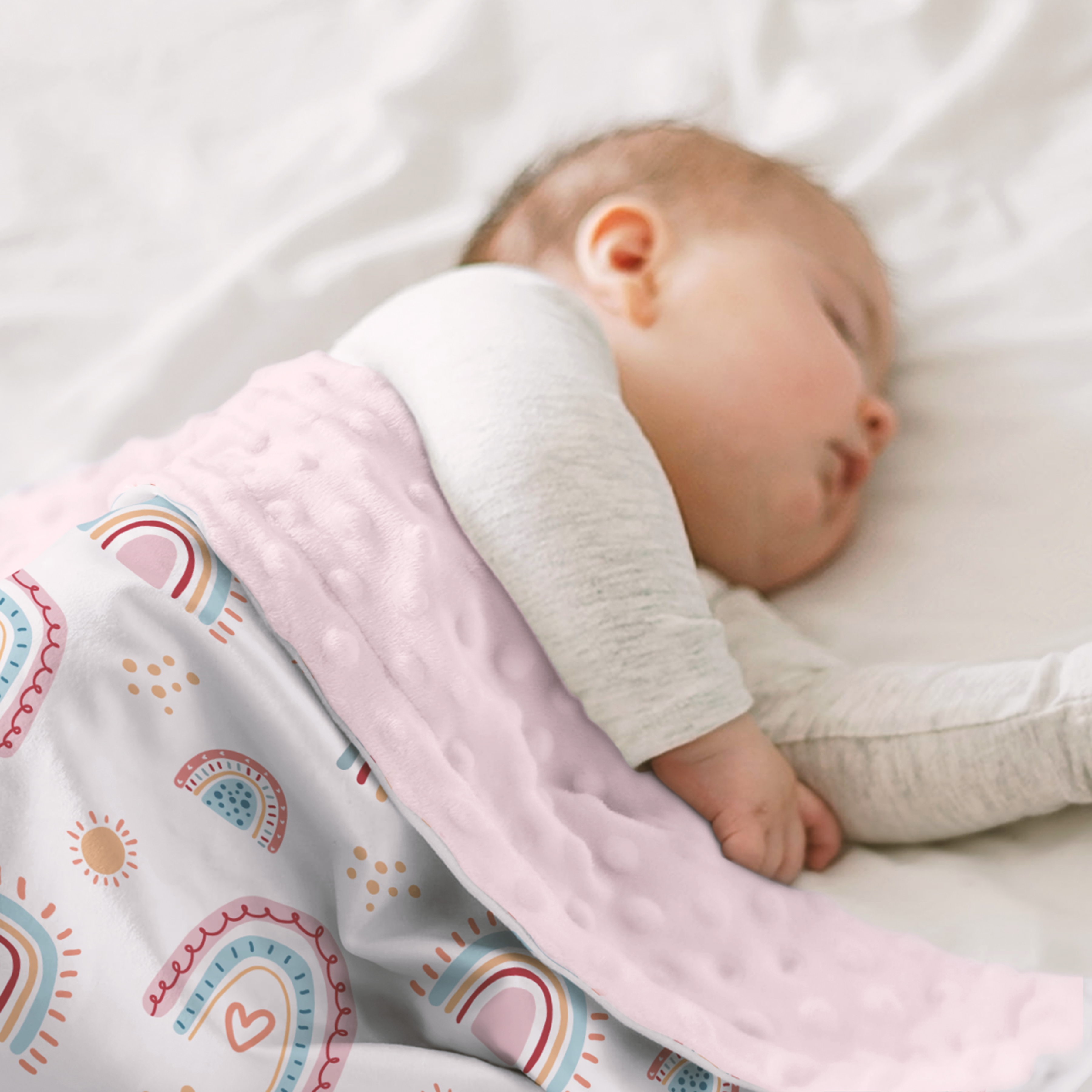 Pink Rainbow CuddleDot | Baby Minky Dotted Blanket