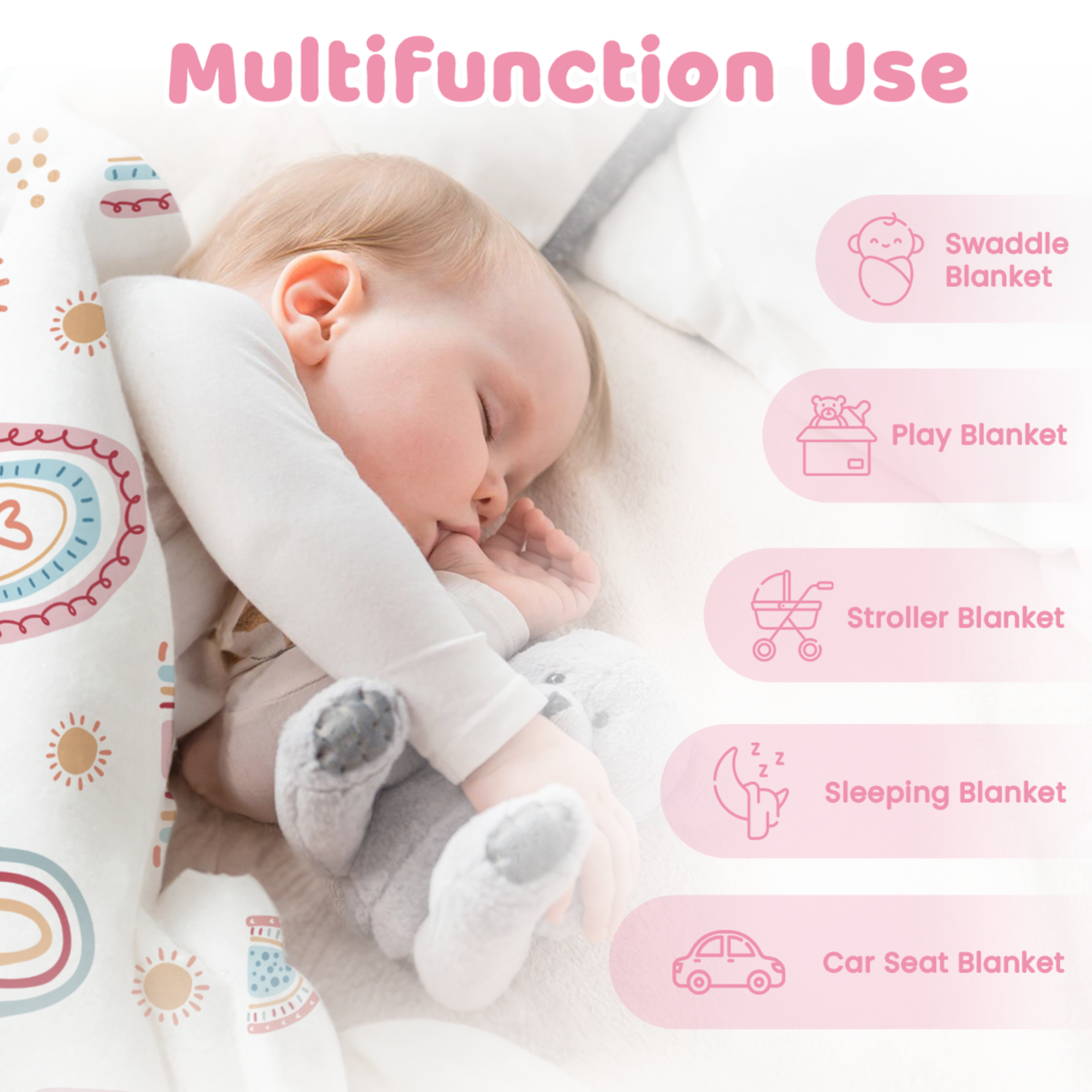 Pink Rainbow CuddleDot | Baby Minky Dotted Blanket