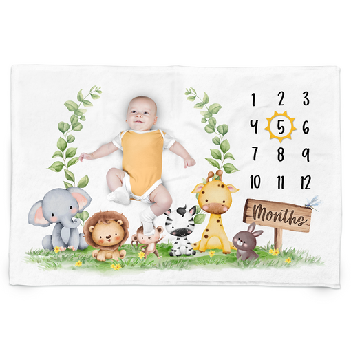 Baby Milestone Blanket - Baby Monthly Baby Milestone Blanket for Baby Boy Girl 60x40 - Woodland Nursery Blankets for Newborn Photo - Gifts for Baby Shower Room Decor