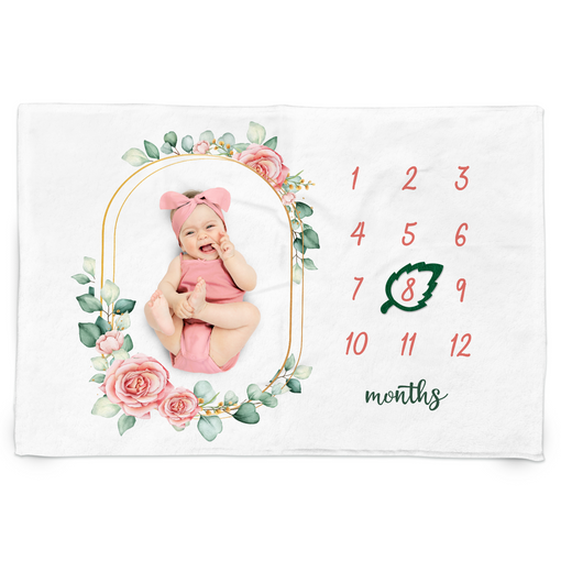 Monthly Baby Milestone Blanket for Baby Girl 60x40 - Nursery Blankets for Newborn Infant Pictures - Growth Chart Blanket Gifts for Baby Shower Room Decor