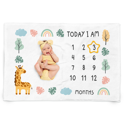 Baby Monthly Baby Milestone Blanket for Baby Girl 60x40 - Giraffe Nursery Blankets for Newborn Pictures Photo - Gifts for Baby Shower Room Decor