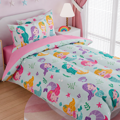 Mermaid Bedding Twin for Girls, Ultra Soft Microfiber Comforter Set Twin Size with 3-Pieces, Comforters Bed Sets for Kid Children Teen Tween Bedroom Decor