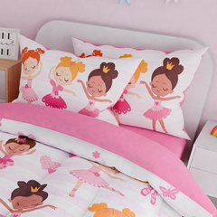 Ballet Full Bedding Sets for Girls, Ultra Soft Microfiber Comforter Set with 4-Pieces, Comforters Kids Bed Set for Children Teen Tween Bedroom Decor