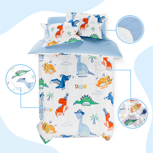 Dinosaurs Bedding Twin Set for Boys Kids Children, Ultra Soft Microfiber Comforter Set with 3-Pieces, Comforters Bed Sets Bedroom Decor