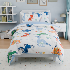 Dinosaurs Bedding Full Set for Boys Kids Children, Ultra Soft Microfiber Comforter Set with 4-Pieces, Comforters Bed Sets Bedroom Decor