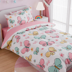 Butterfly Full Bedding Sets for Girls, Ultra Soft Microfiber Comforter Set with 4-Pieces, Bed Sets for Kid Tween Teen Bedroom Decor