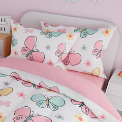 Pink Butterfly Dreamland Joy | Kids Microfiber Comforter Set Full