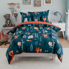 Woodland Animal Kids Bedding Set for Boys, Ultra Soft Microfiber Comforter Set Full Size 4-Pieces, Comforters Bed Sets for Kid Tween Teen Bedroom Decor