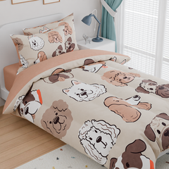 Dog Kids Bedding Set for Girls Boys, Ultra Soft Microfiber Comforter Set Full Size 4-Pieces, Dogs Comforters Bed Sets for Kid Tween Teen Bedroom Decor