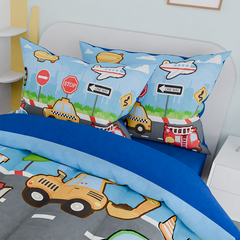 Transportation Kids Bedding Set for Boys, Ultra Soft Microfiber Comforter Set Twin Size with 3-Pieces, Comforters Bed Sets for Boy Children Kids
