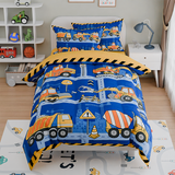 blue Construction Dreamland Joy | Kids Microfiber Comforter Set Twin