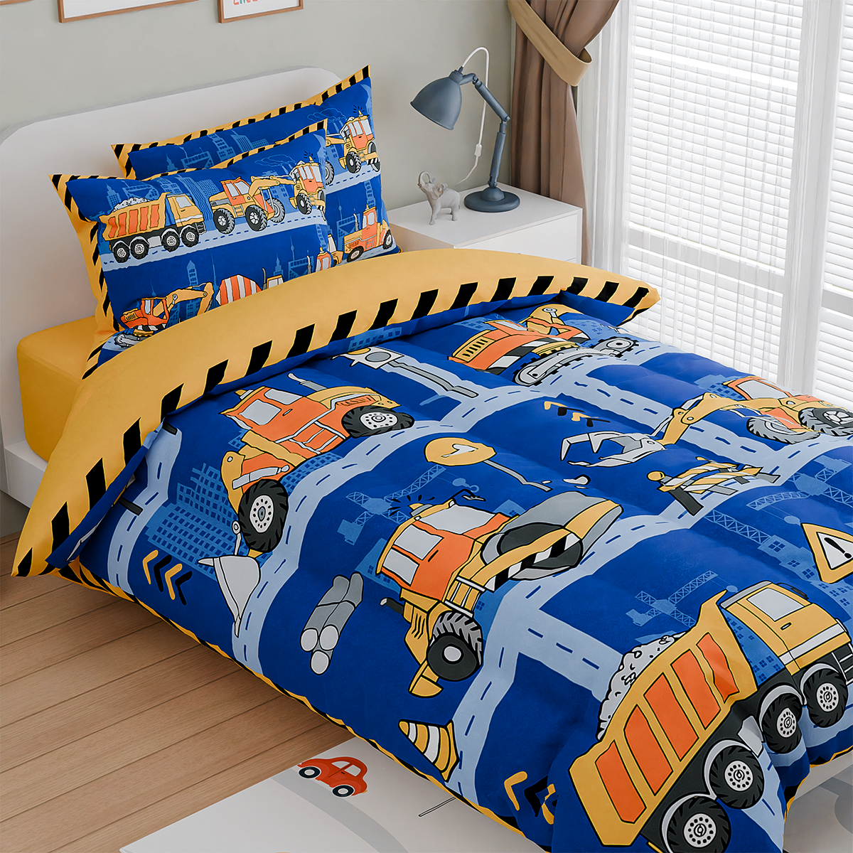blue Construction Dreamland Joy | Kids Microfiber Comforter Set Twin