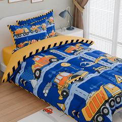 Construction Bedding Sets for Boys, Ultra Soft Microfiber Comforter Bed Set with 3-Pieces, Comforters Sets for Kids Children Boy Bedroom Decor