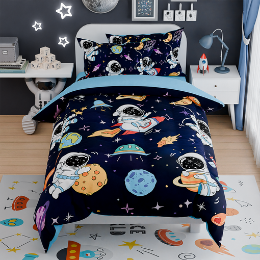 Astronaut Bedding Sets for Boys, Ultra Soft Microfiber Comforter Set with 3-Pieces, Comforters Sets for Kids Children Boy Bedroom Decor