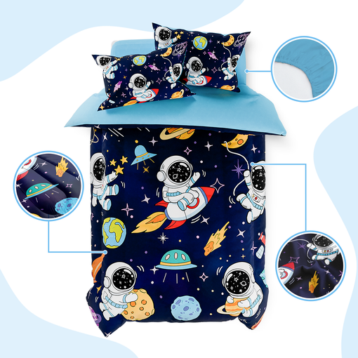 Astronaut Bedding Sets for Boys, Ultra Soft Microfiber Comforter Set with 3-Pieces, Comforters Sets for Kids Children Boy Bedroom Decor