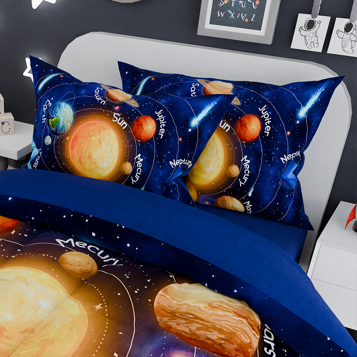 Blue Solar System Dreamland Joy | Kids Microfiber Comforter Set Full