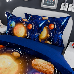 Blue Solar System Dreamland Joy | Kids Microfiber Comforter Set Full