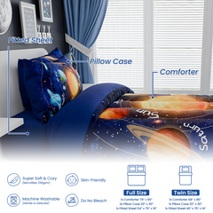 Blue Solar System Dreamland Joy | Kids Microfiber Comforter Set Full