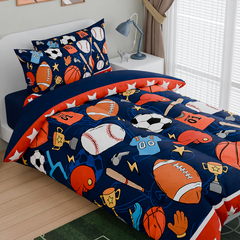 Sports Bedding Sets for Boys, Ultra Soft Microfiber Comforter Full Size Set with 4-Pieces, Comforters for Kids Children Boy Bedroom Decor