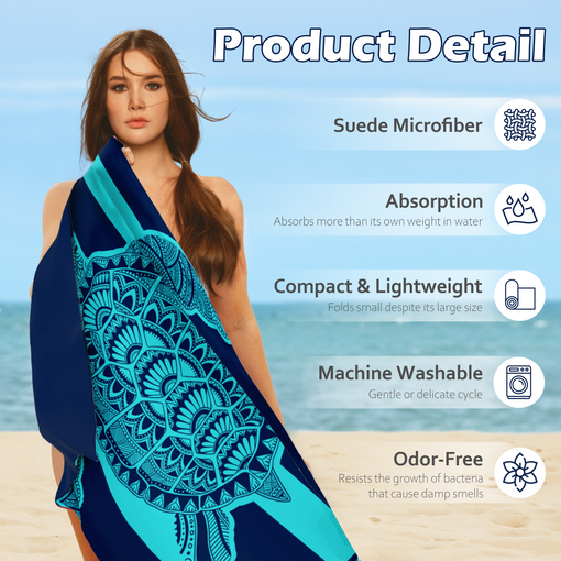 Beach Towel for Women Men 35"x70" - Quick Dry Lightweight Microfiber Turtles Beach Towels for Adult - Perfect for Summer Beach Pool Swim Bath Camping Picnic Yoga